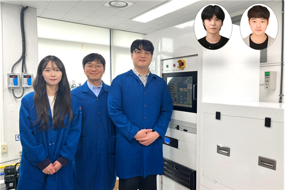 첨부3.(왼쪽부터) 반도체공학대학원 김은영 박사과정, 신소재공학과 김경민 교수, 신소재공학과 김도훈 박사과정, (상단사진 왼쪽부터) 신~.png